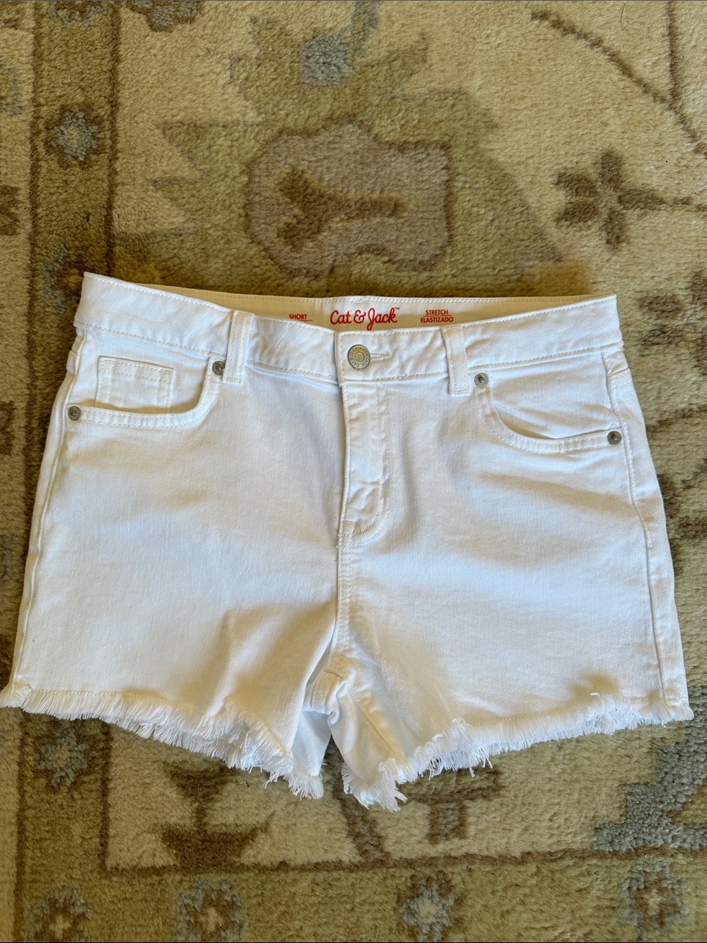 Cat & Jack White Frayed-Hem Denim Shorts